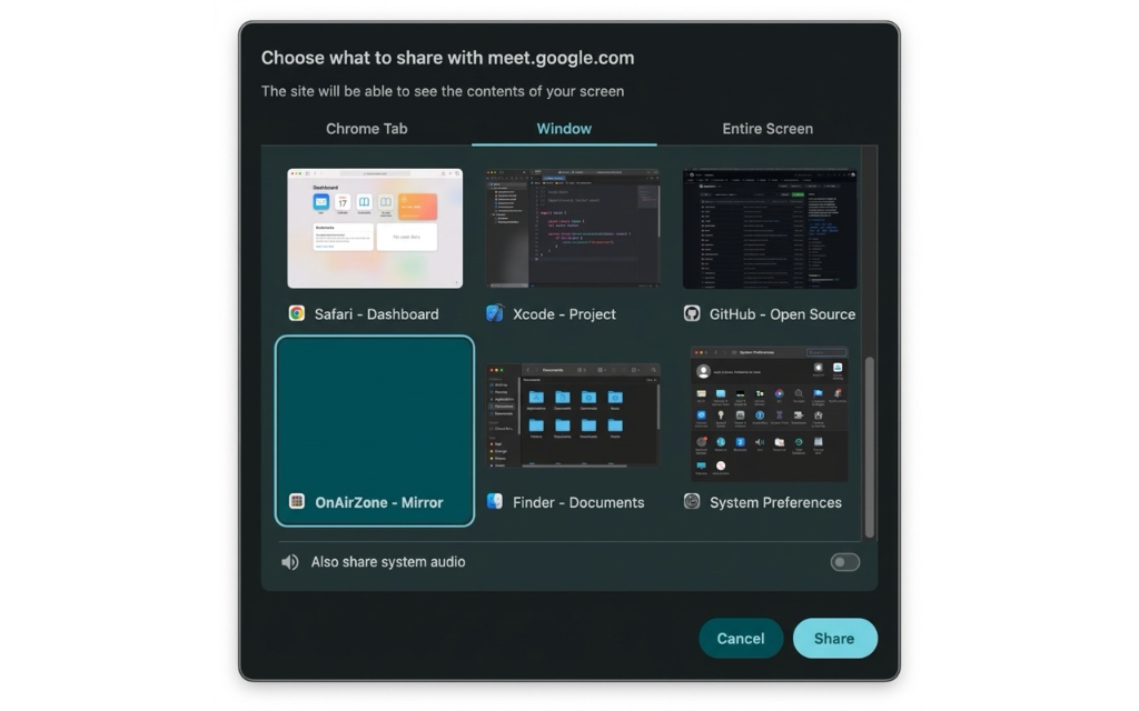 Real-time Mirror Window Screenshot